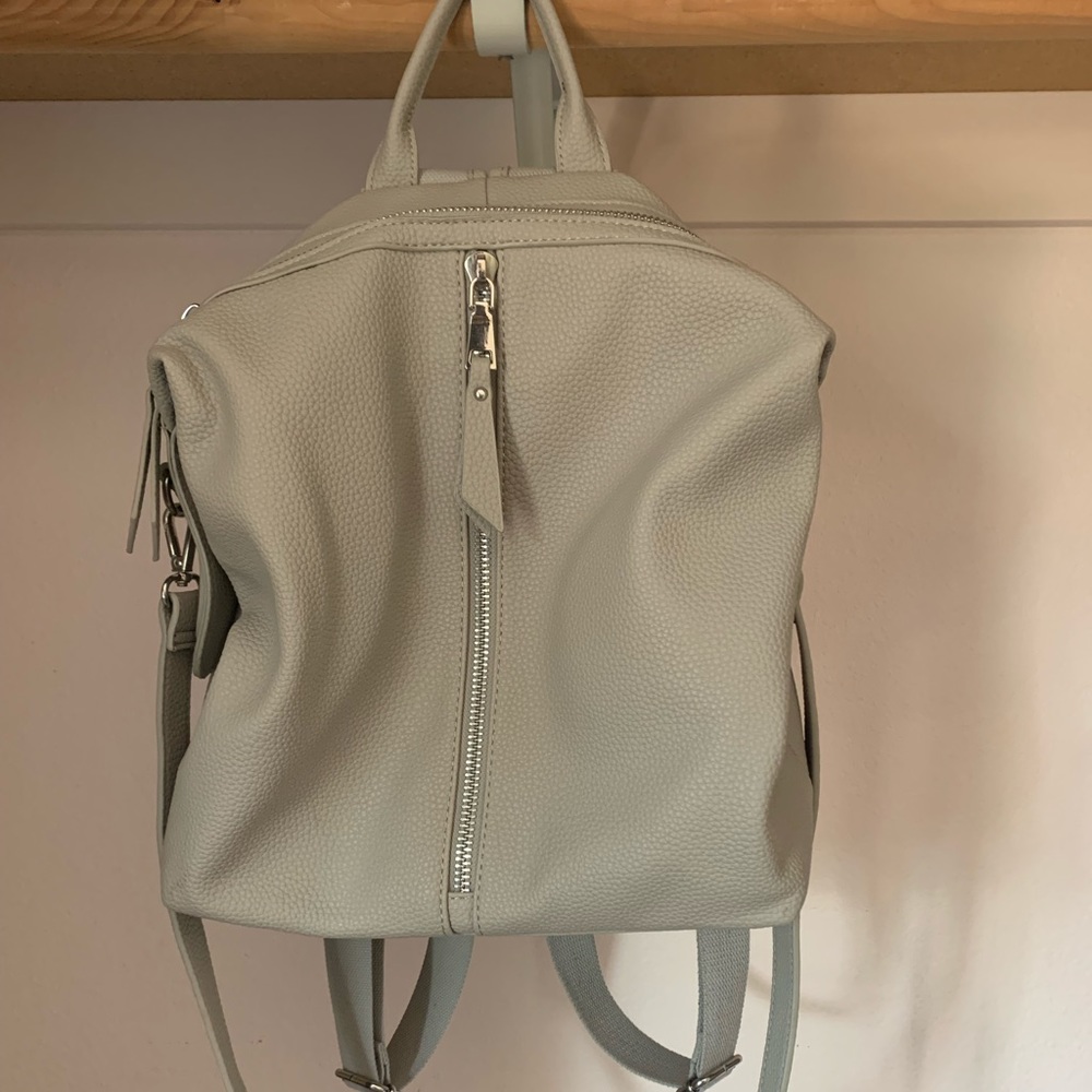 Gray Faux Leather backpack/ crossbody purse